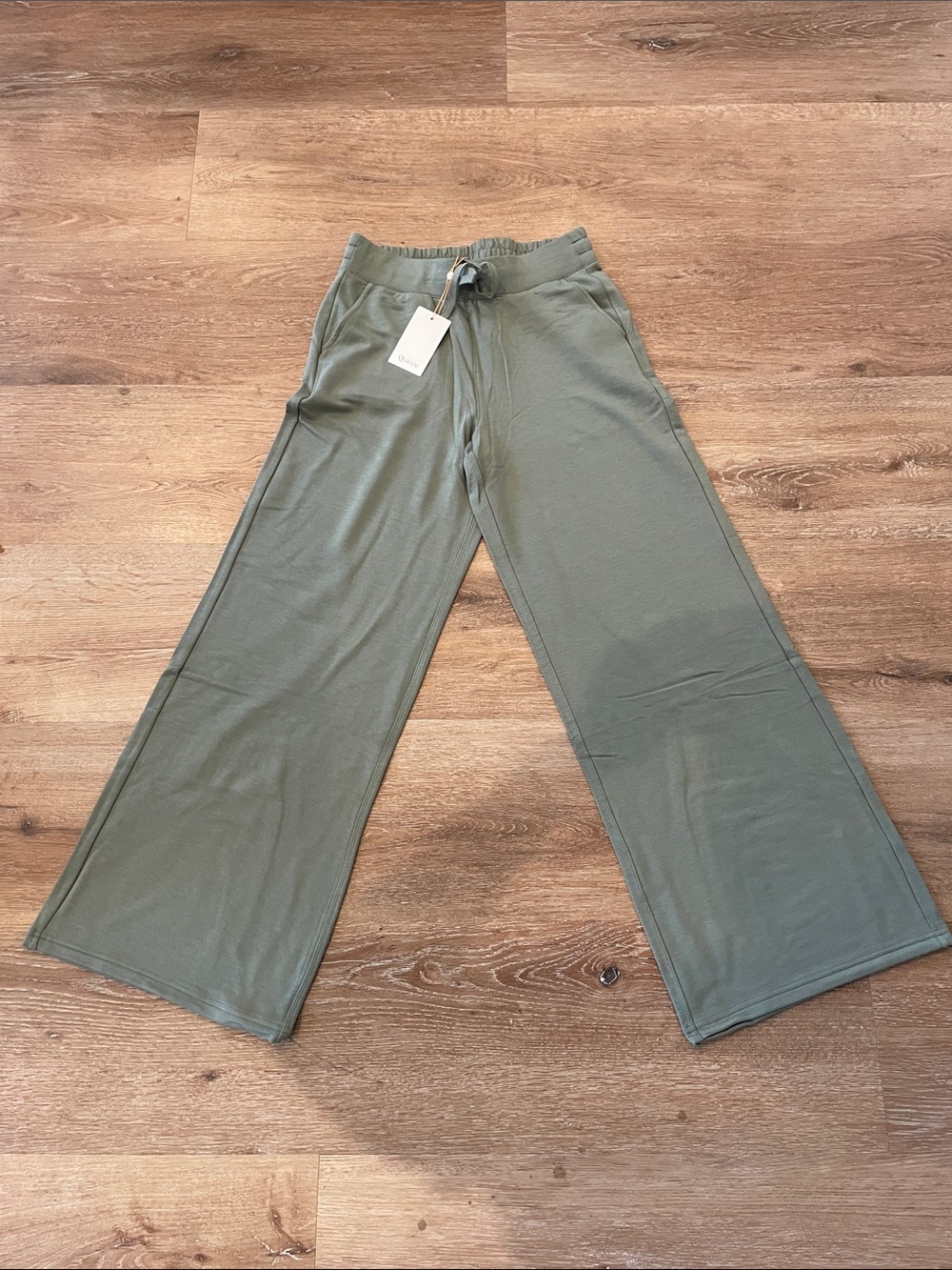 Quince Olive Green Wide-Leg Drawstring Track Pants